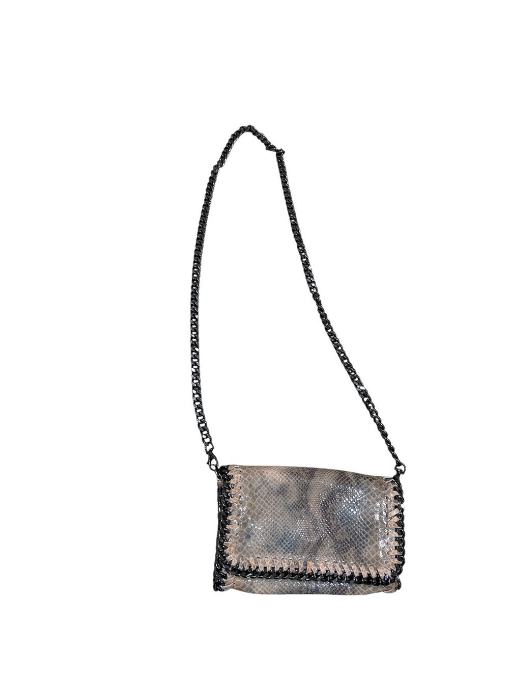 Borse in pelle snake print leather Black & Gray Chain-strap Crossbody Bag Italy